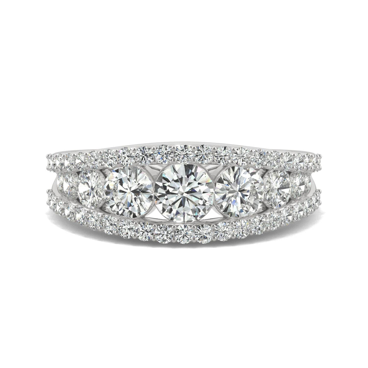 1.53 CTW DEW Round Moissanite Graduated Band in 14K White Gold