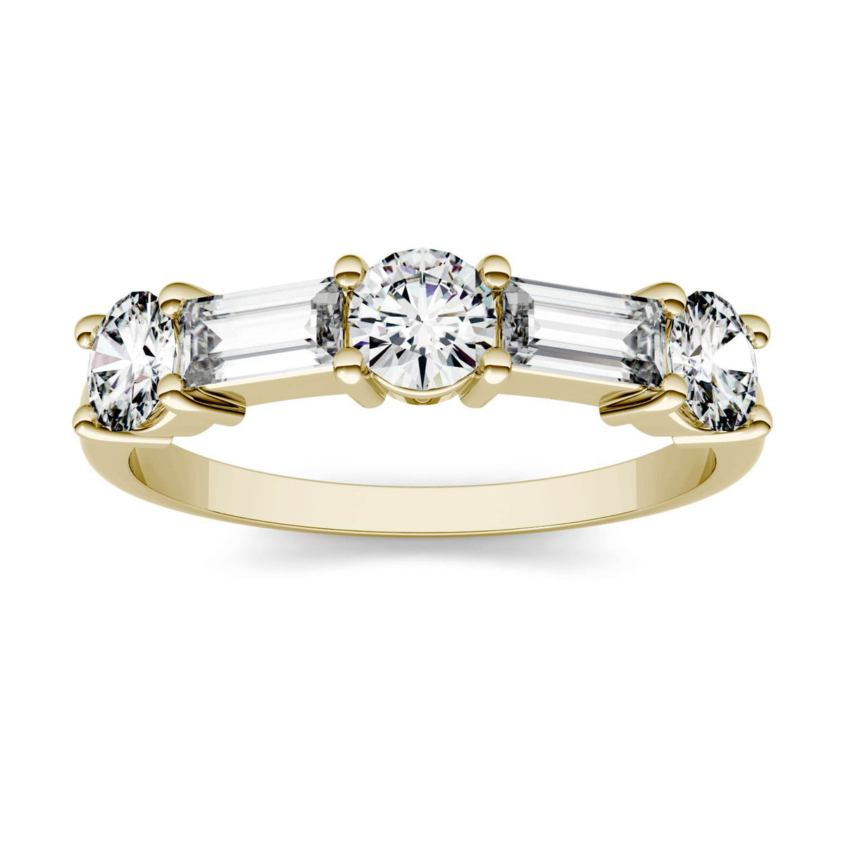 1.15 CTW DEW Straight Baguette Moissanite Band in 14K Yellow Gold