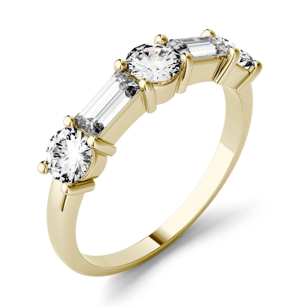 1.15 CTW DEW Straight Baguette Moissanite Band in 14K Yellow Gold