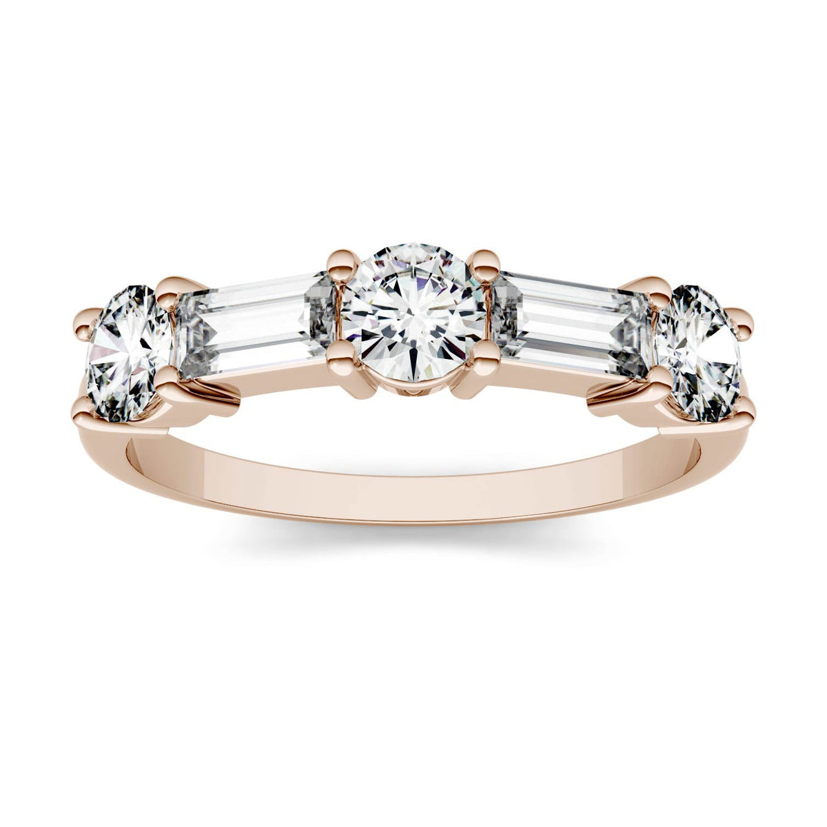 1.15 CTW DEW Straight Baguette Moissanite Band in 14K Rose Gold