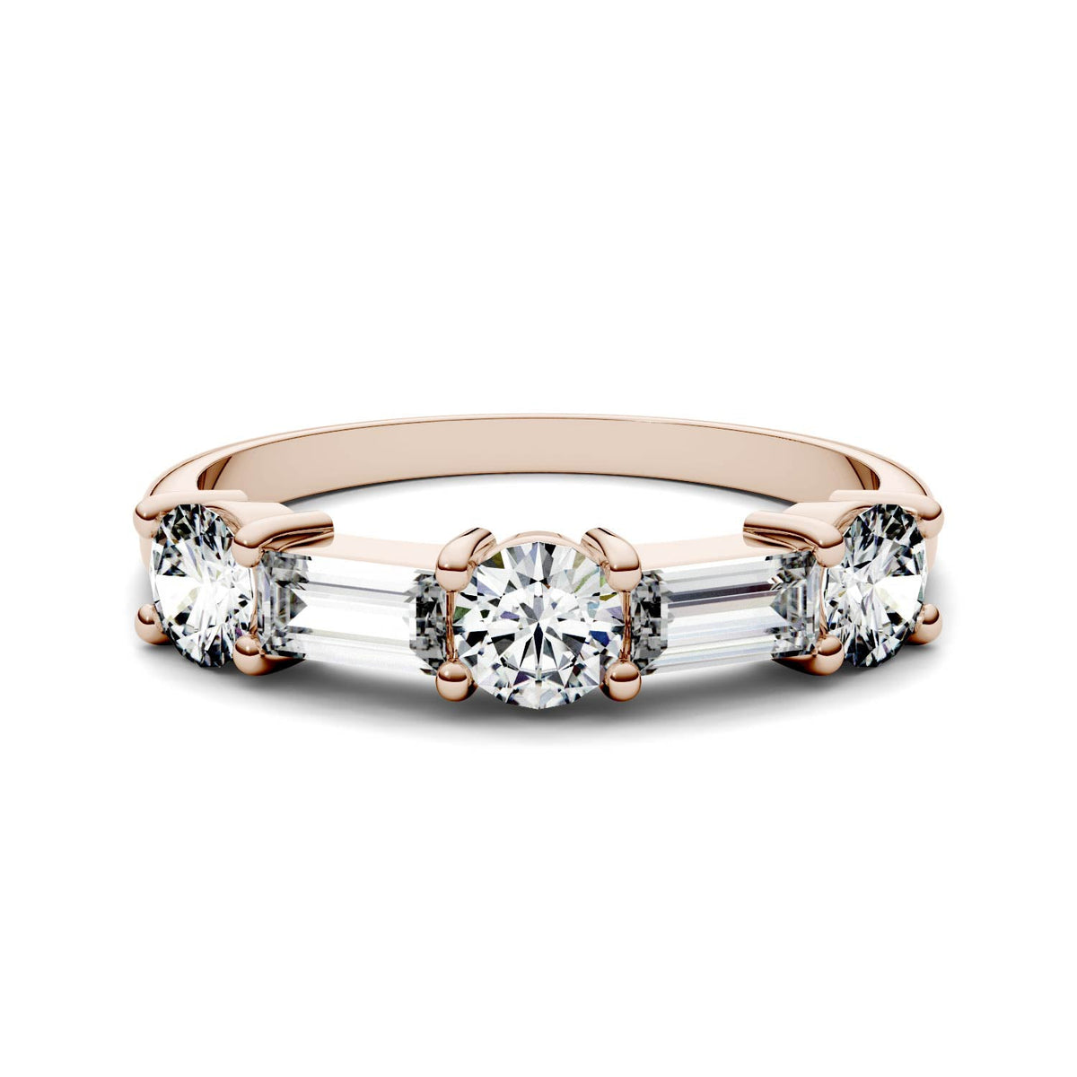 1.15 CTW DEW Straight Baguette Moissanite Band in 14K Rose Gold