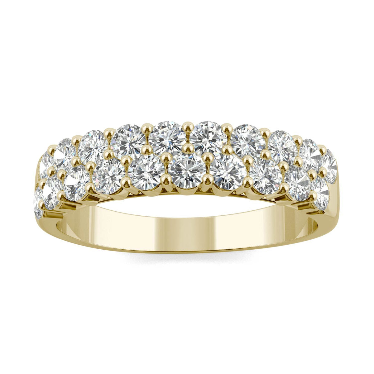 1.00 CTW DEW Round Moissanite Double-Row Band in 14K Yellow Gold