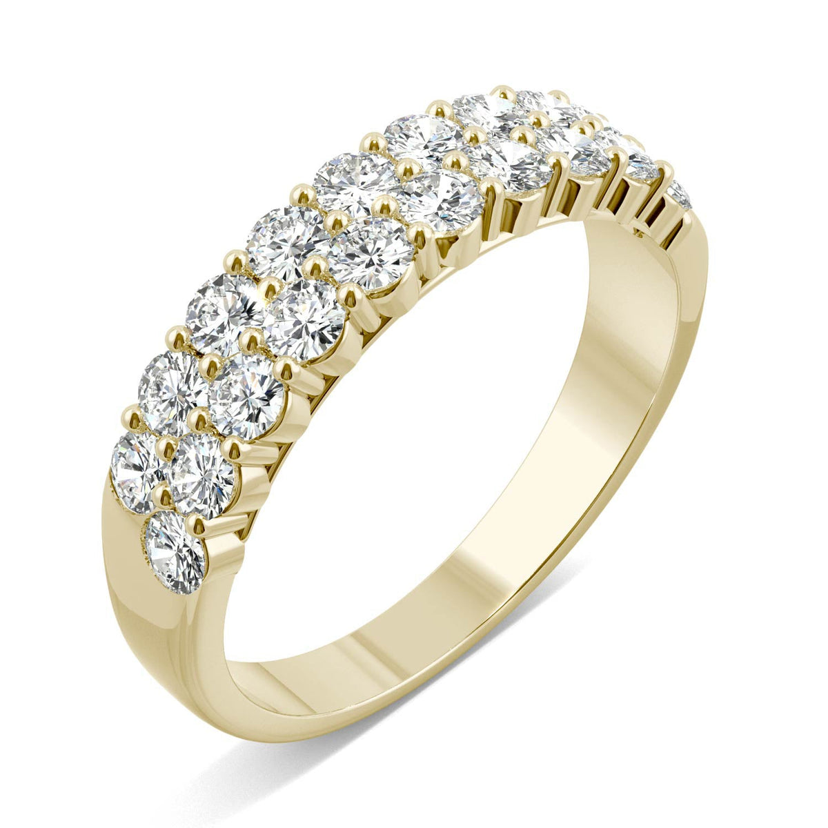 1.00 CTW DEW Round Moissanite Double-Row Band in 14K Yellow Gold
