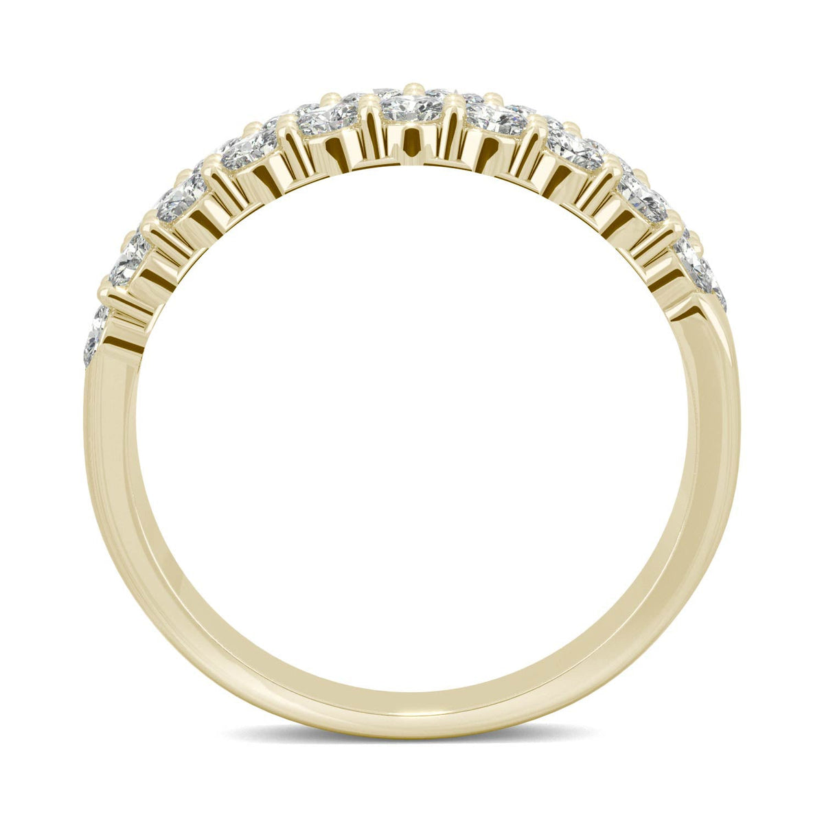 1.00 CTW DEW Round Moissanite Double-Row Band in 14K Yellow Gold