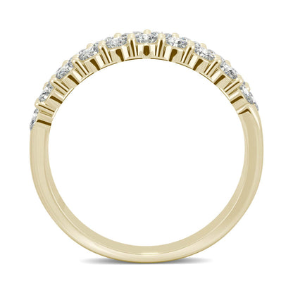 1.00 CTW DEW Round Moissanite Double-Row Band in 14K Yellow Gold