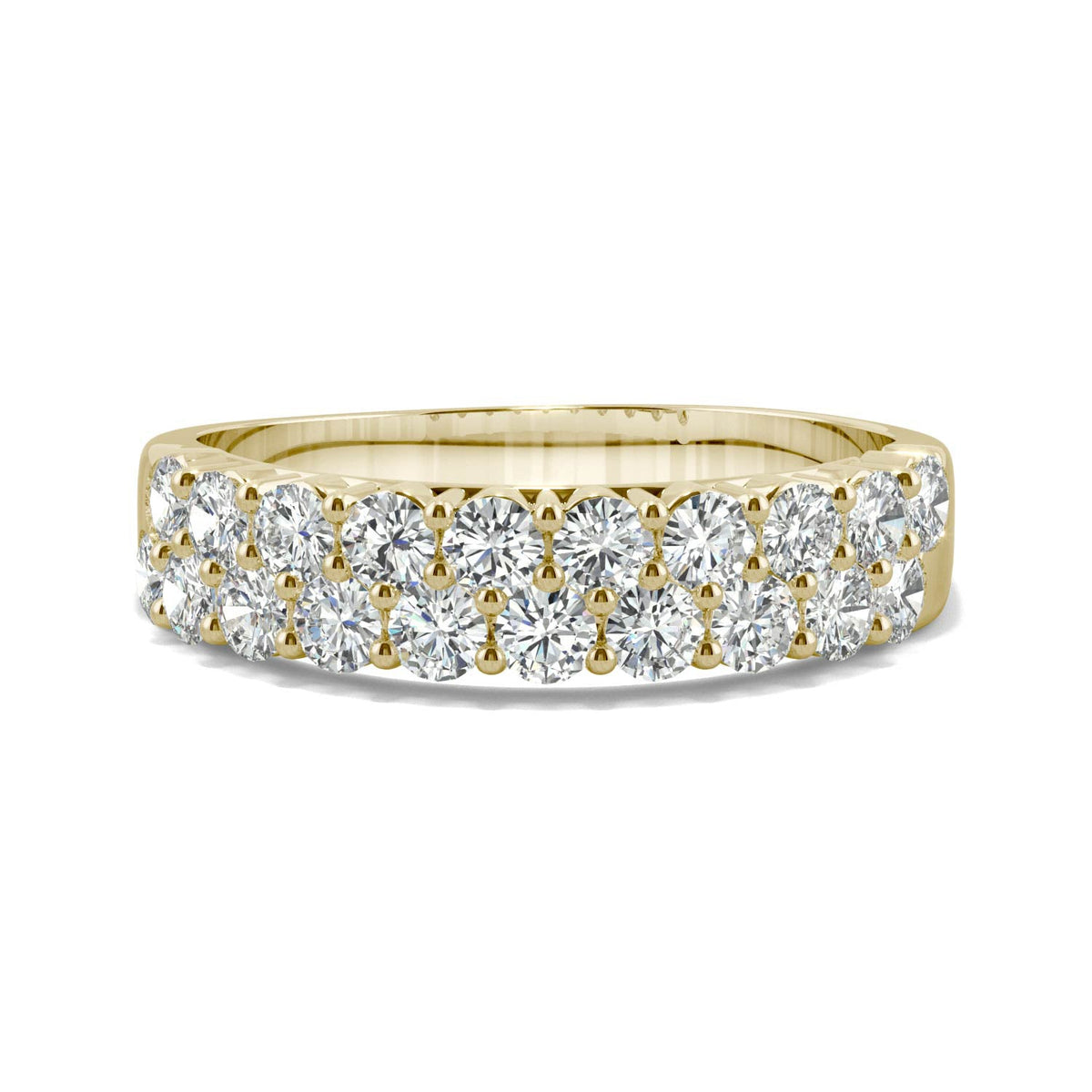1.00 CTW DEW Round Moissanite Double-Row Band in 14K Yellow Gold