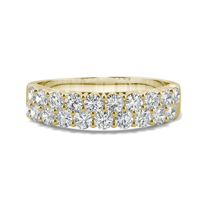 1.00 CTW DEW Round Moissanite Double-Row Band in 14K Yellow Gold