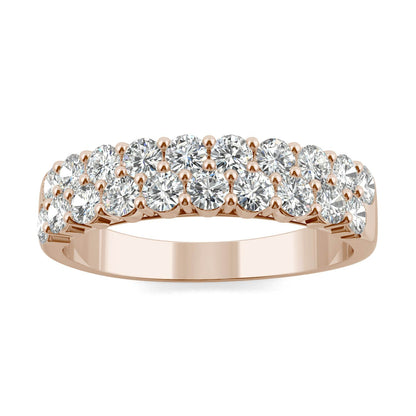 1.00 CTW DEW Round Moissanite Double-Row Band in 14K Rose Gold