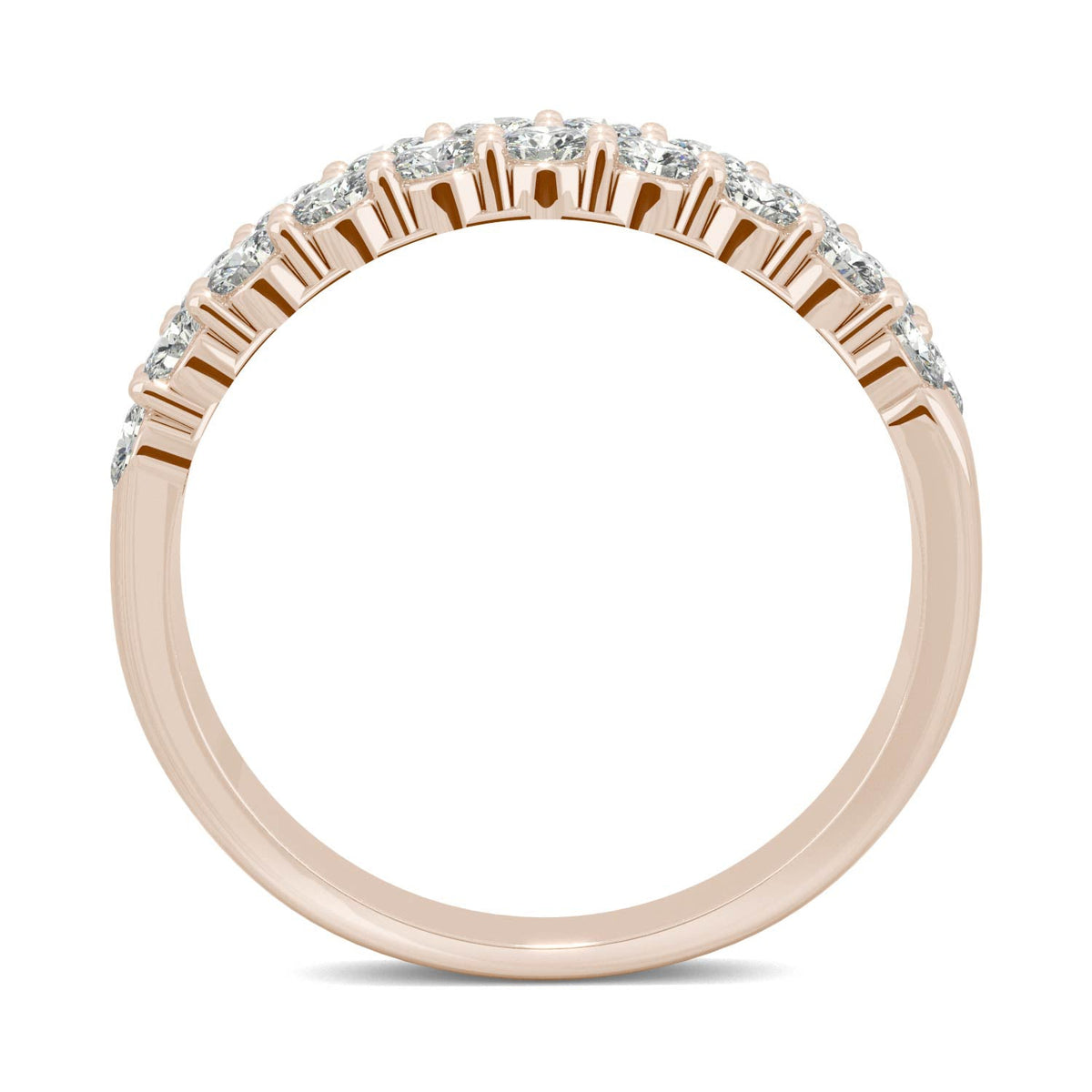 1.00 CTW DEW Round Moissanite Double-Row Band in 14K Rose Gold