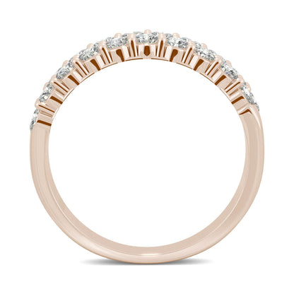 1.00 CTW DEW Round Moissanite Double-Row Band in 14K Rose Gold