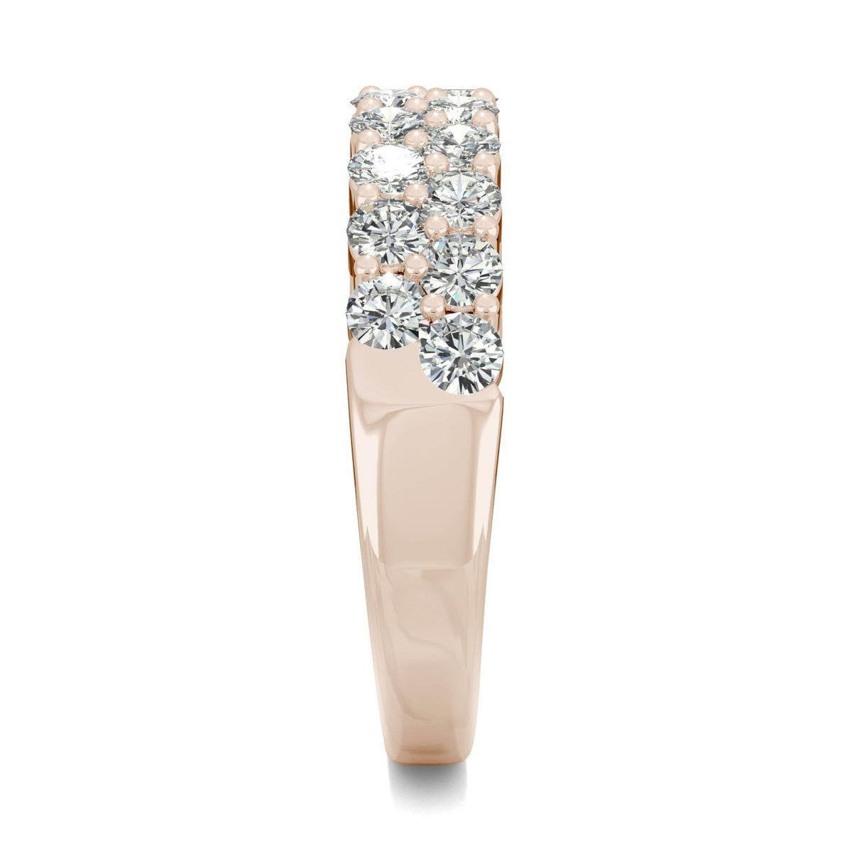 1.00 CTW DEW Round Moissanite Double-Row Band in 14K Rose Gold