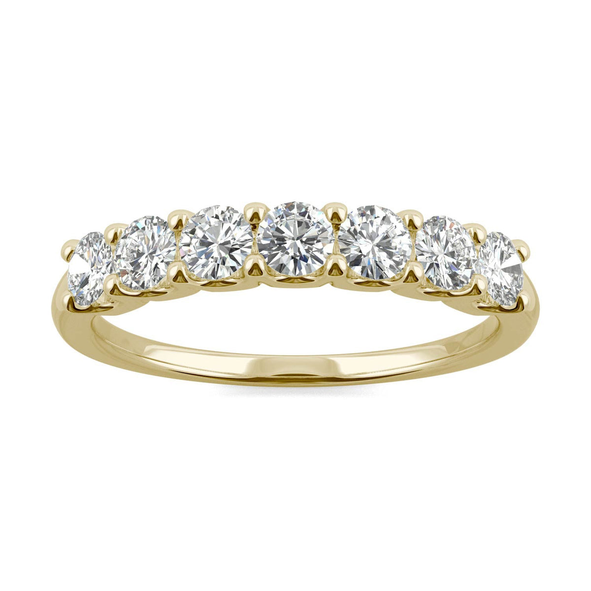 0.70 CTW DEW Round Moissanite Anniversary Band in 14K Yellow Gold
