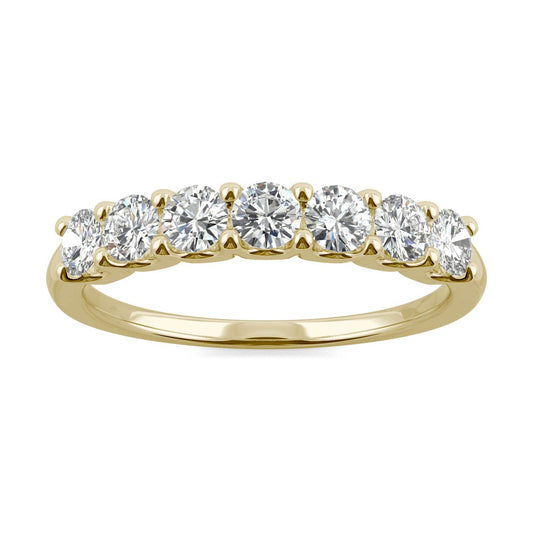 0.70 CTW DEW Round Moissanite Anniversary Band in 14K Yellow Gold