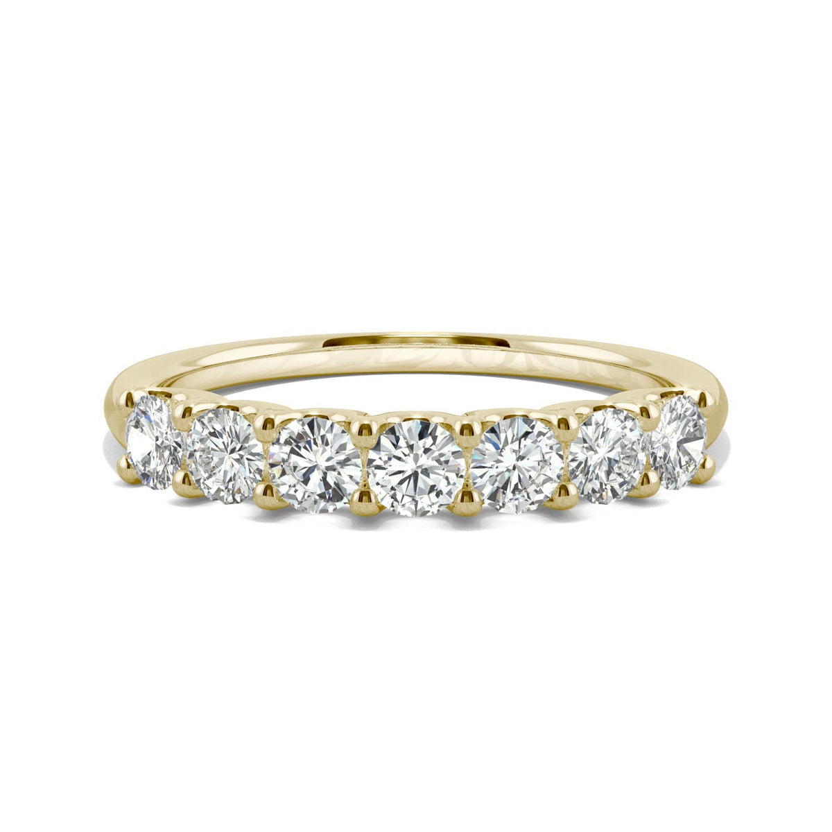 0.70 CTW DEW Round Moissanite Anniversary Band in 14K Yellow Gold