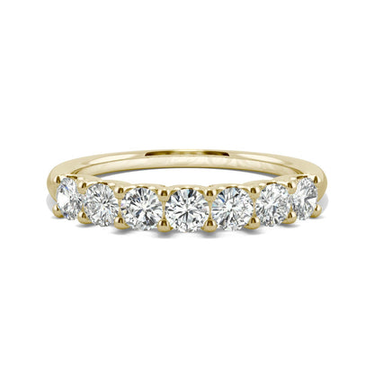 0.70 CTW DEW Round Moissanite Anniversary Band in 14K Yellow Gold