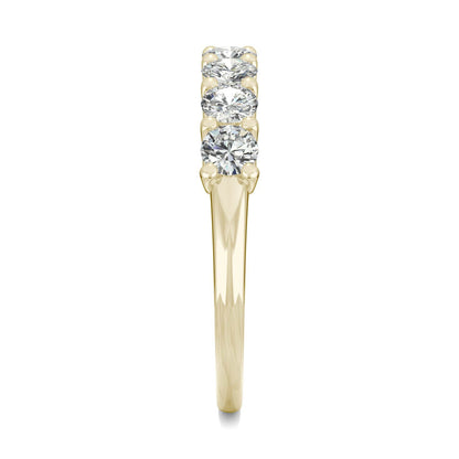0.70 CTW DEW Round Moissanite Anniversary Band in 14K Yellow Gold