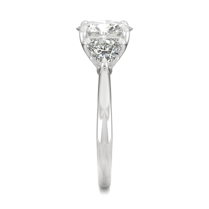 2.70 CTW DEW Round Moissanite Three-Stone Ring in 14K White Gold