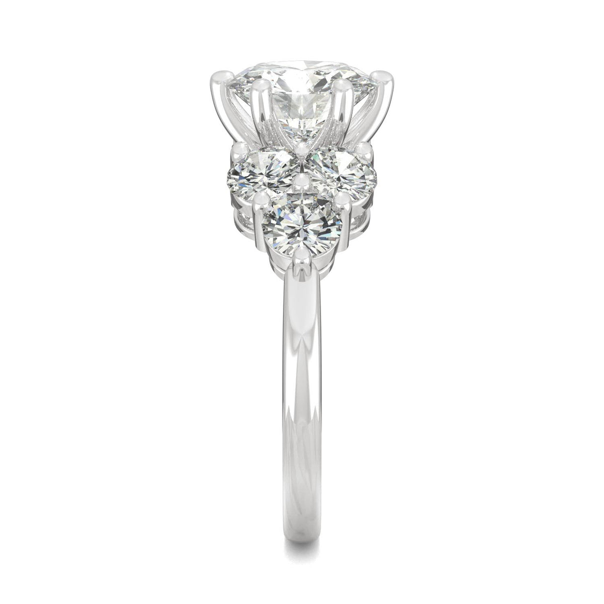3.28 CTW DEW Round Moissanite Engagement Ring in 14K White Gold