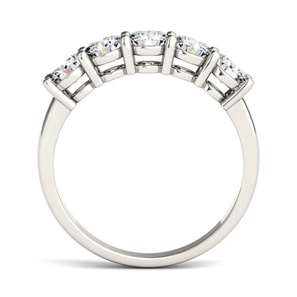 1.15 CTW DEW Round Moissanite Five-Stone Ring in 14K White Gold