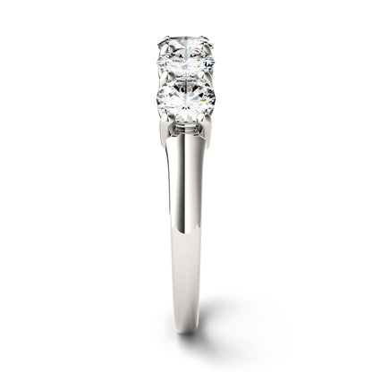 1.15 CTW DEW Round Moissanite Five-Stone Ring in 14K White Gold