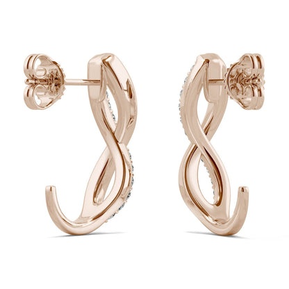 0.16 CTW DEW Moissanite Infinity J-Hoop Earrings in 14K Rose Gold