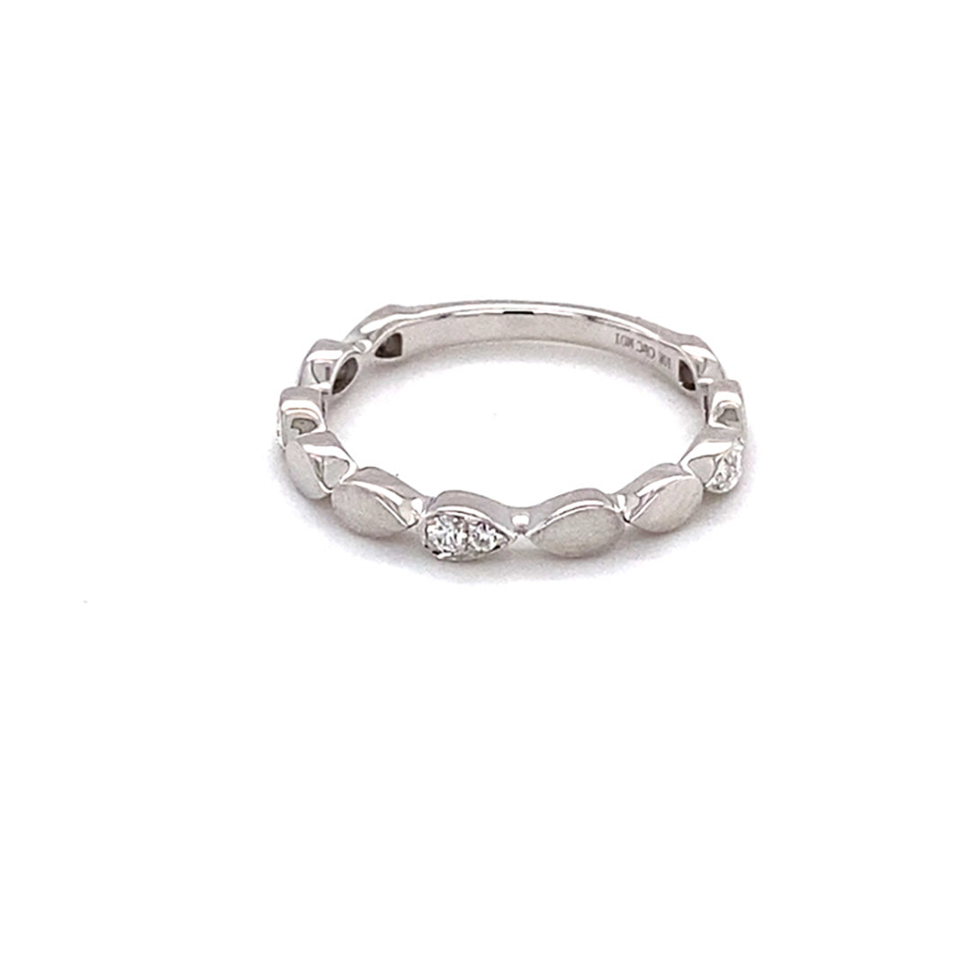 0.10 CTW DEW Round Moissanite Band in 10K White Gold