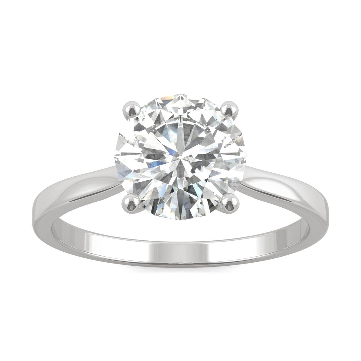 1.90 CTW DEW Round Moissanite Solitaire Engagement Ring in 14K White Gold