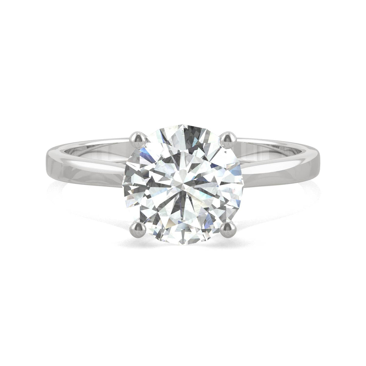 1.90 CTW DEW Round Moissanite Solitaire Engagement Ring in 14K White Gold