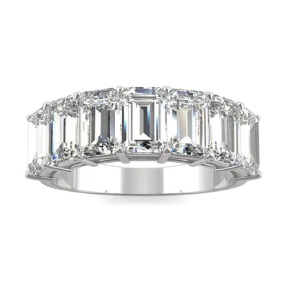 4.06 CTW DEW Emerald Moissanite Seven-Stone Anniversary Band in 14K White Gold