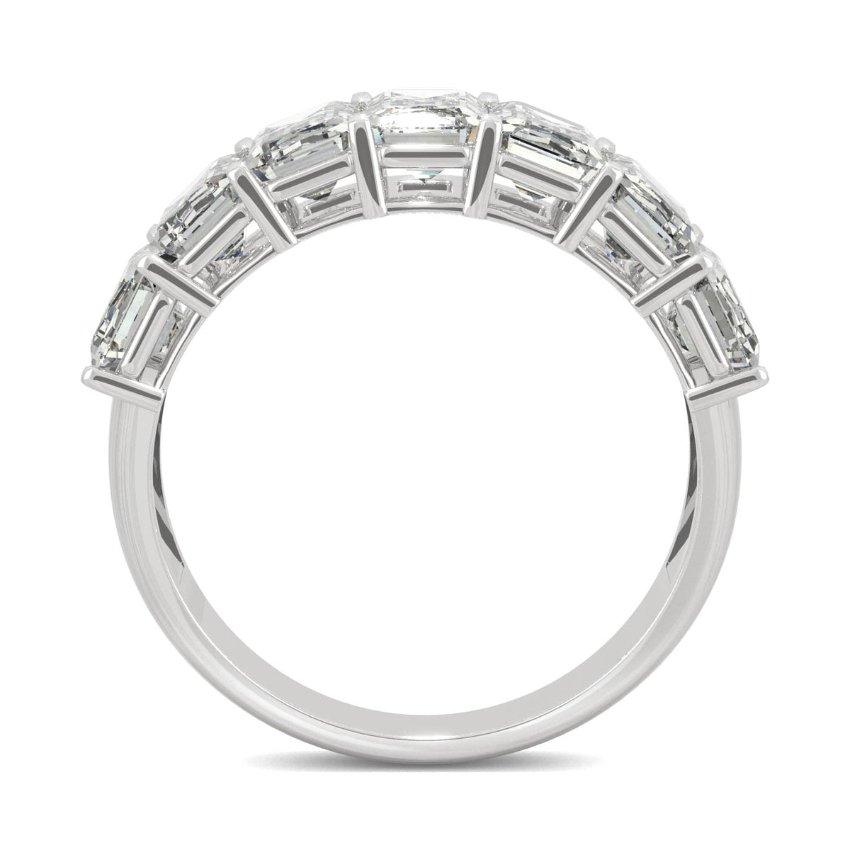 4.06 CTW DEW Emerald Moissanite Seven-Stone Anniversary Band in 14K White Gold