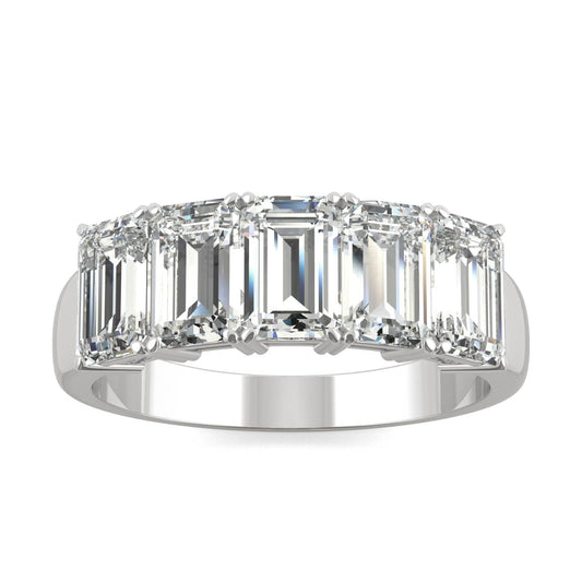 2.90 CTW DEW Emerald Moissanite Five-Stone Anniversary Band in 14K White Gold