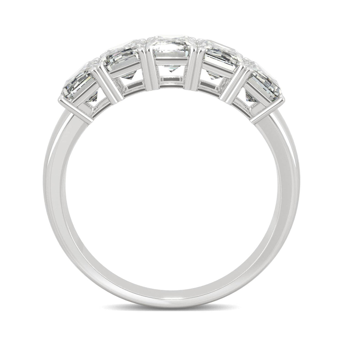 2.90 CTW DEW Emerald Moissanite Five-Stone Anniversary Band in 14K White Gold