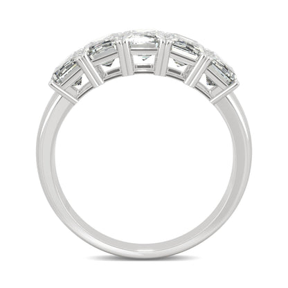 2.90 CTW DEW Emerald Moissanite Five-Stone Anniversary Band in 14K White Gold