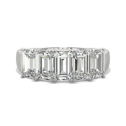 2.90 CTW DEW Emerald Moissanite Five-Stone Anniversary Band in 14K White Gold