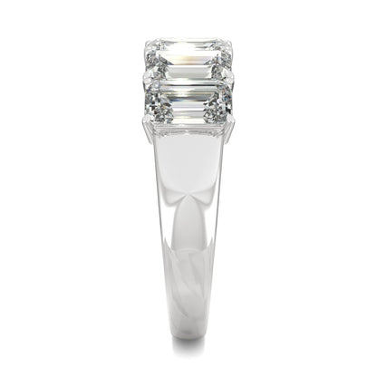 2.90 CTW DEW Emerald Moissanite Five-Stone Anniversary Band in 14K White Gold