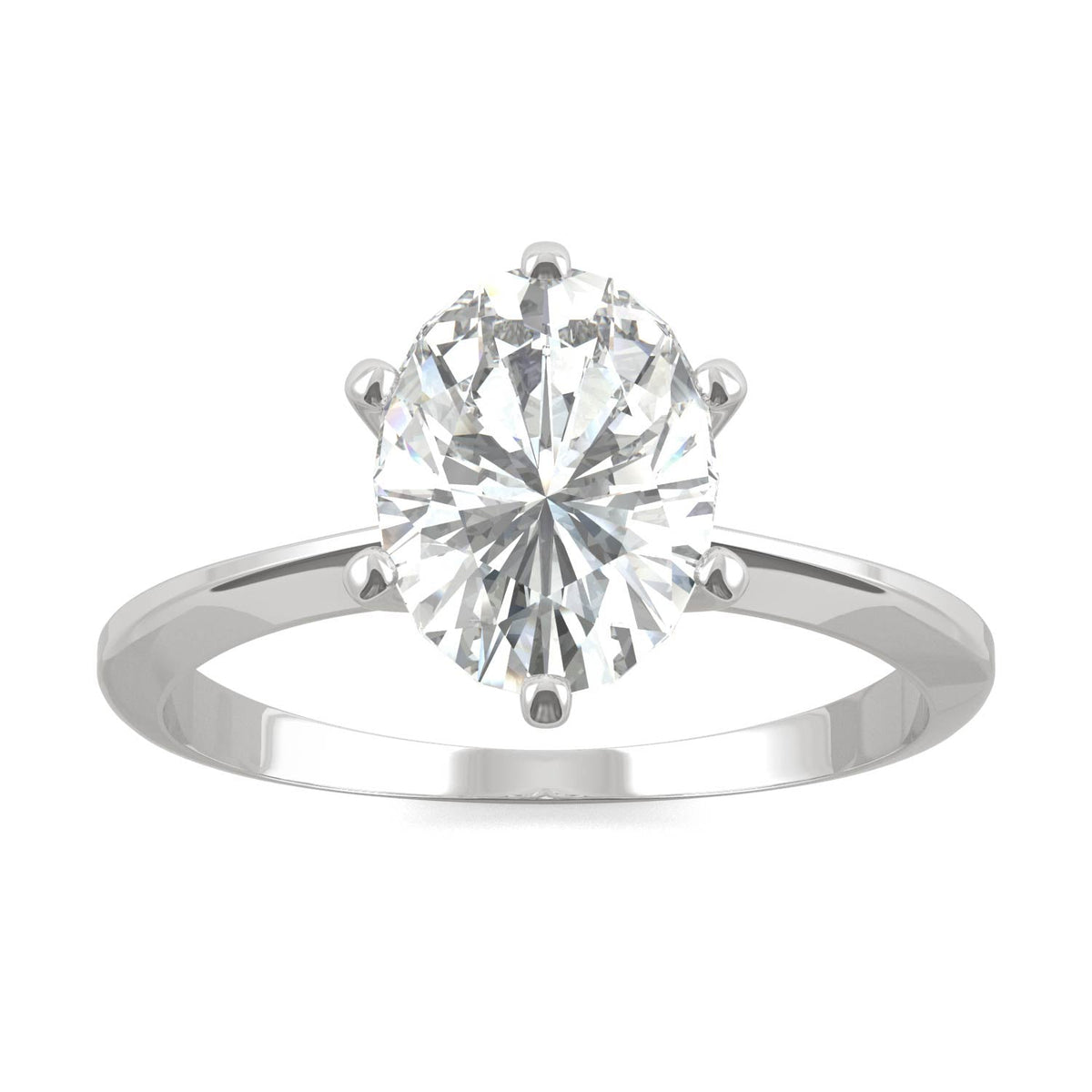 2.10 CTW DEW Oval Moissanite Six-Prong Solitaire Engagement Ring in 14K White Gold