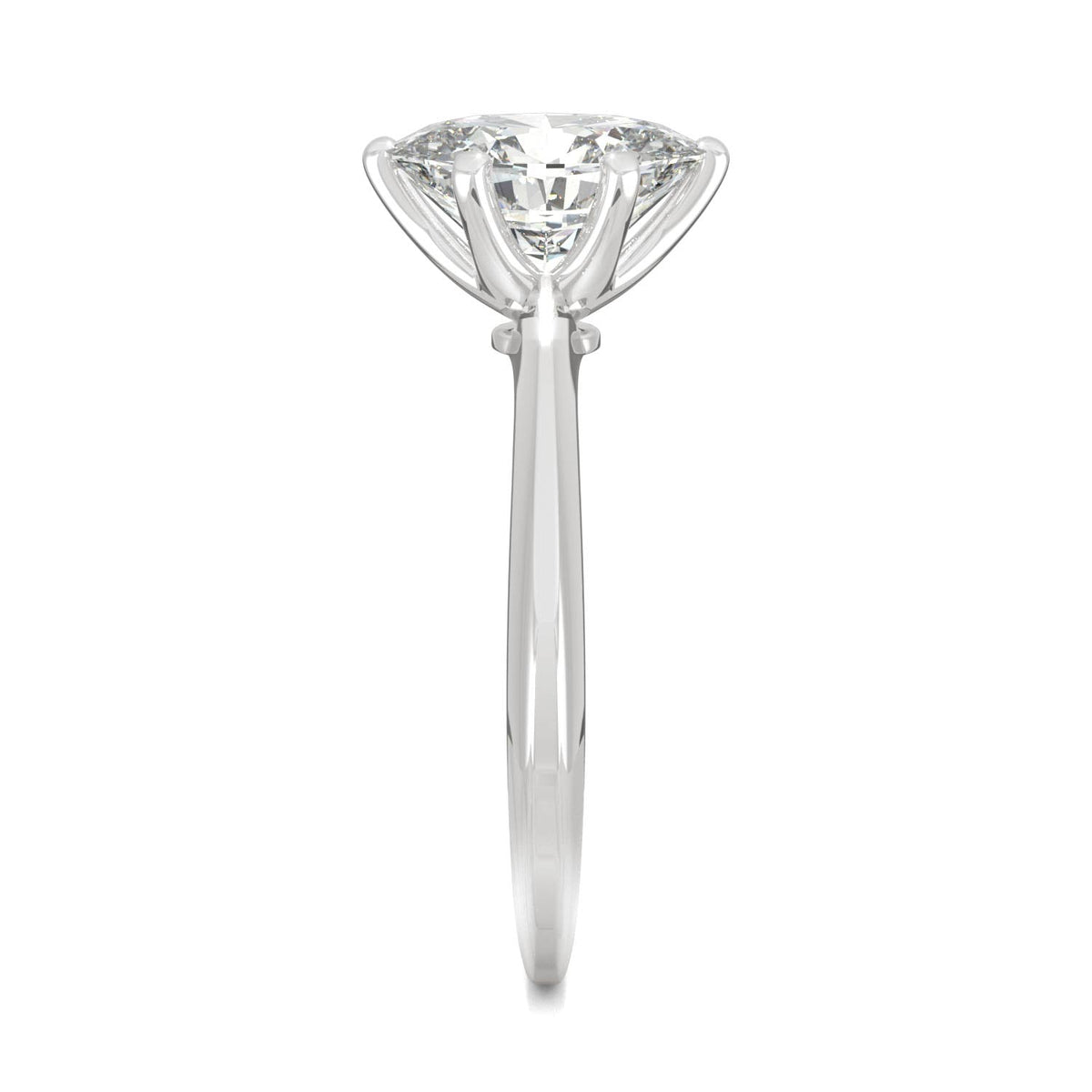 2.10 CTW DEW Oval Moissanite Six-Prong Solitaire Engagement Ring in 14K White Gold