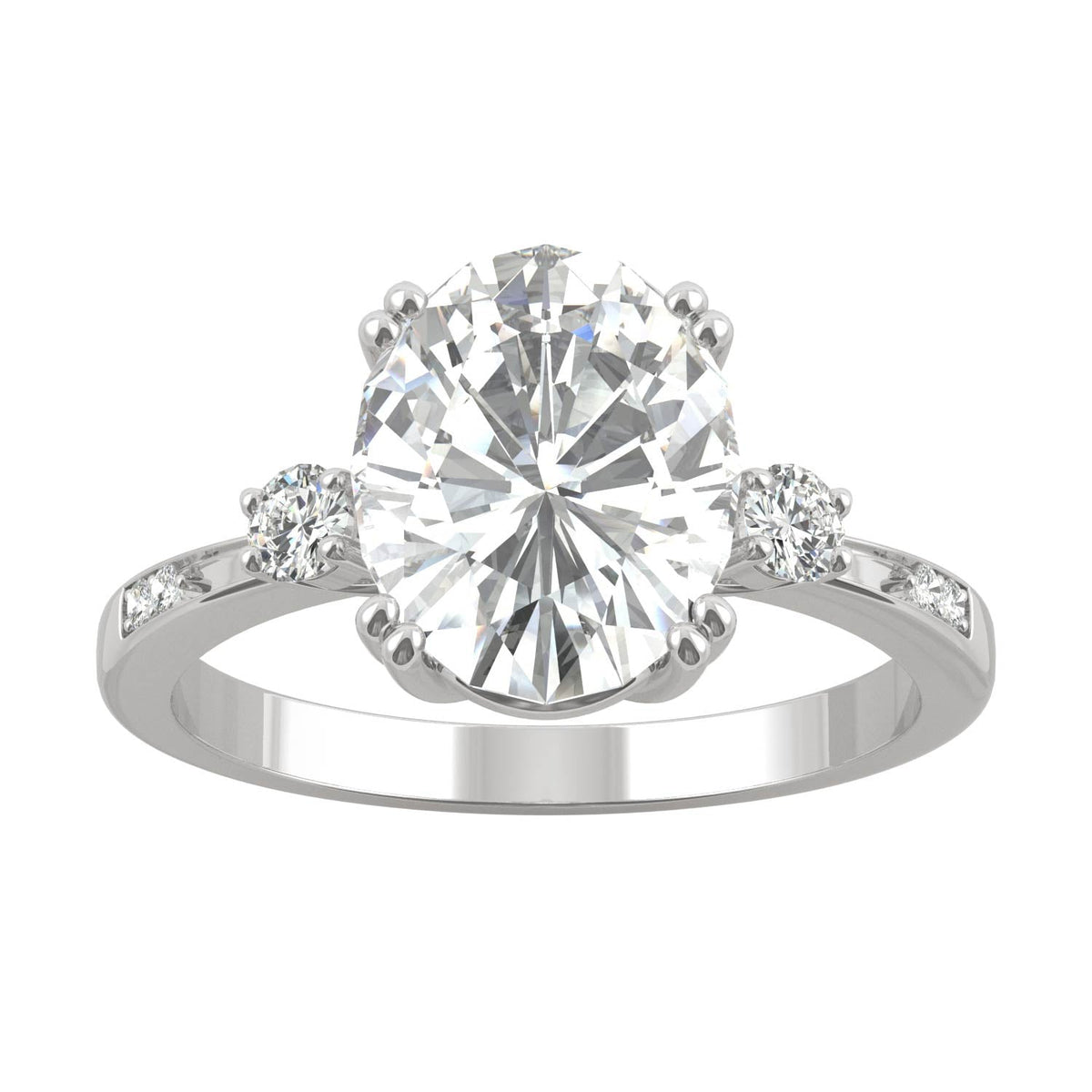 3.14 CTW DEW Oval Moissanite Seven-Stone Ring in 14K White Gold