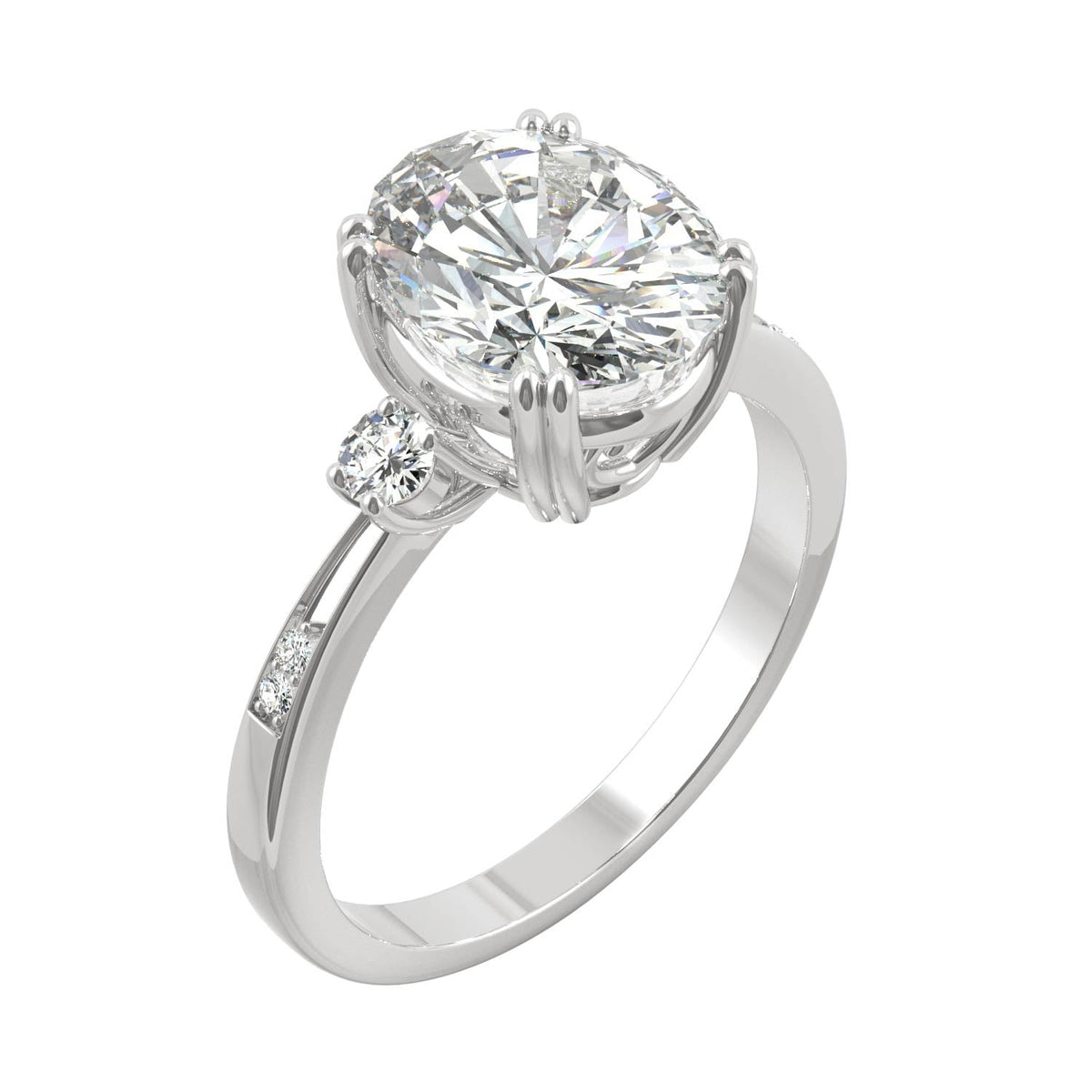 3.14 CTW DEW Oval Moissanite Seven-Stone Ring in 14K White Gold