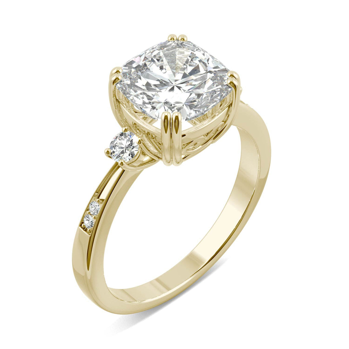 2.54 CTW DEW Cushion Moissanite Seven-Stone Ring in 14K Yellow Gold