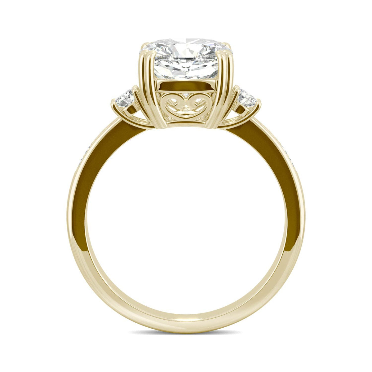 2.54 CTW DEW Cushion Moissanite Seven-Stone Ring in 14K Yellow Gold