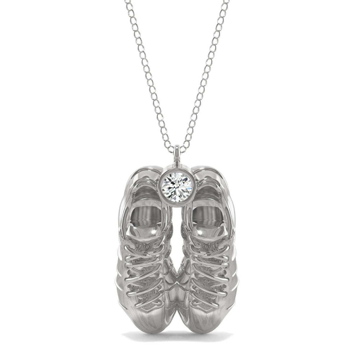 0.10 CTW DEW Moissanite Soccer Cleats Pendant in Sterling Silver