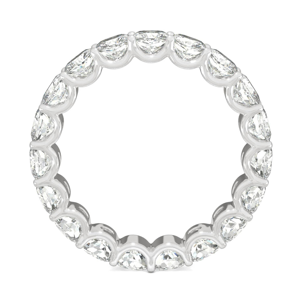 4.18 CTW DEW Cushion Moissanite Eternity Band in 14K White Gold