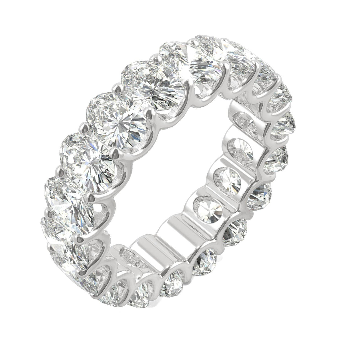 9.00 CTW DEW Oval Moissanite Eternity Band in 14K White Gold