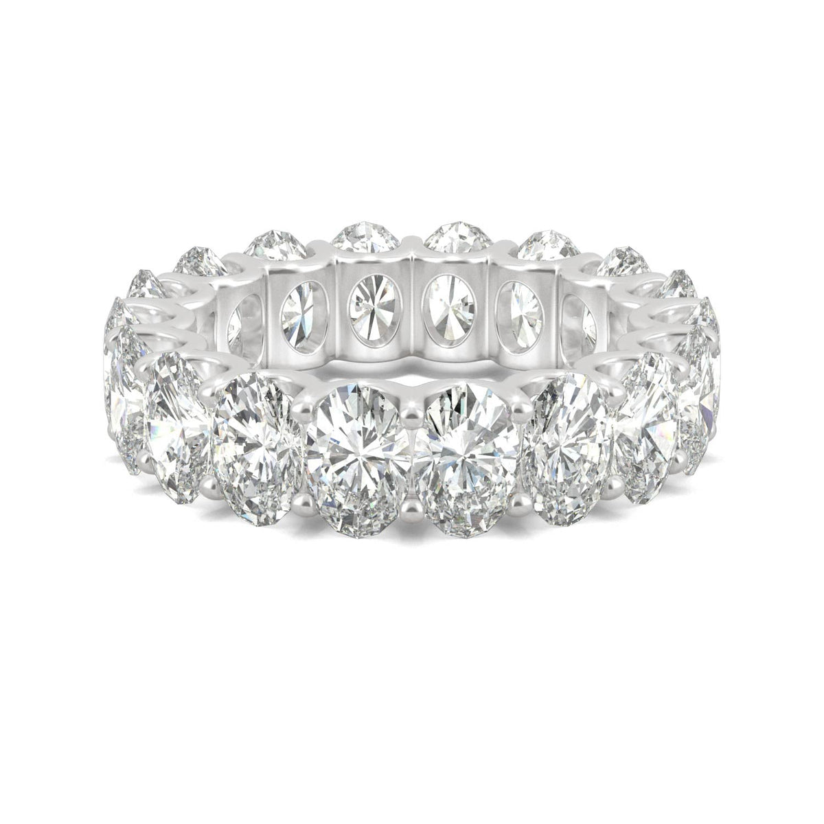 9.00 CTW DEW Oval Moissanite Eternity Band in 14K White Gold