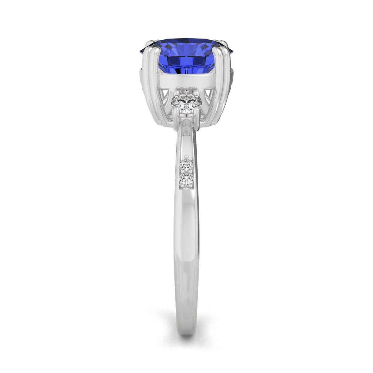 2.84 CTW DEW Round Created Sapphire Ring in 14K White Gold