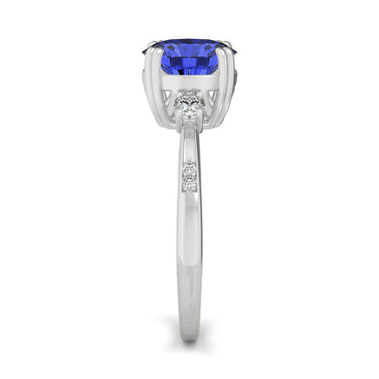 2.84 CTW DEW Round Created Sapphire Ring in 14K White Gold