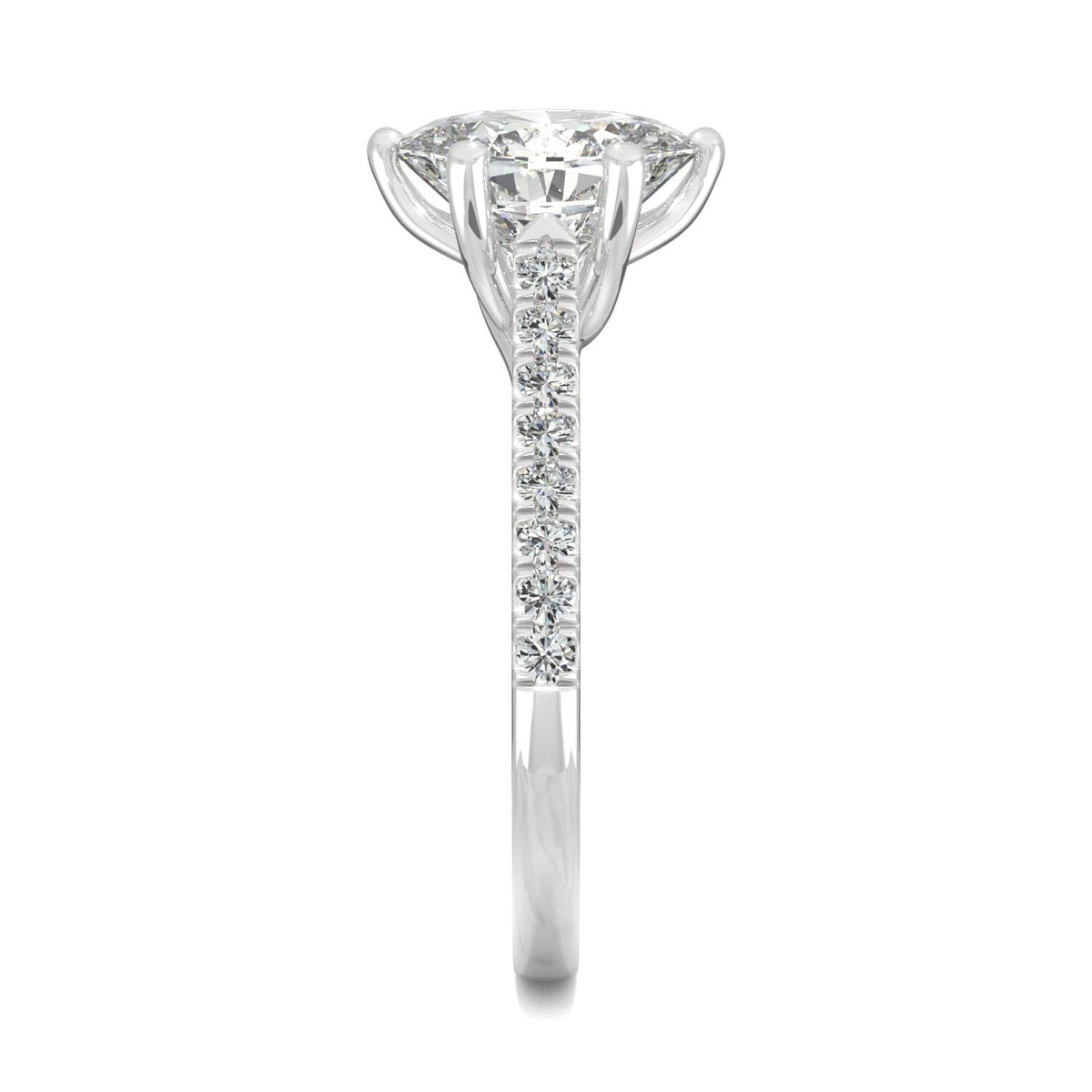 2.34 CTW DEW Oval Moissanite Engagement Ring in 14K White Gold