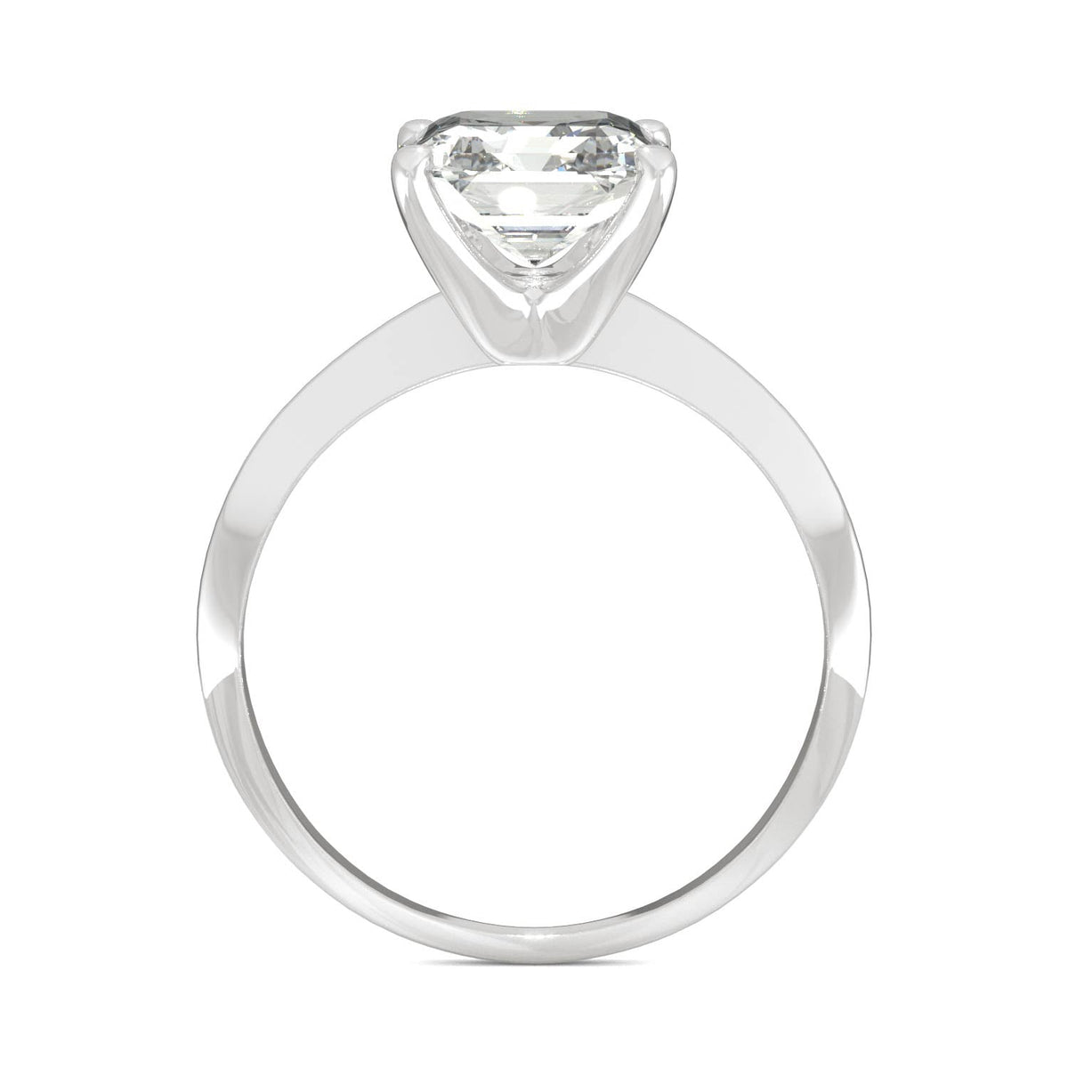 2.21 CTW DEW Asscher Moissanite Engagement Ring in 14K White Gold