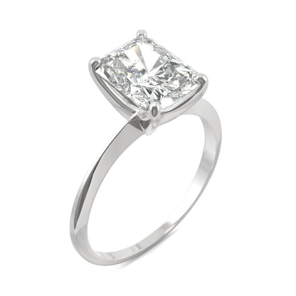 2.70 CTW DEW Radiant Moissanite Solitaire Engagement Ring in 14K White Gold